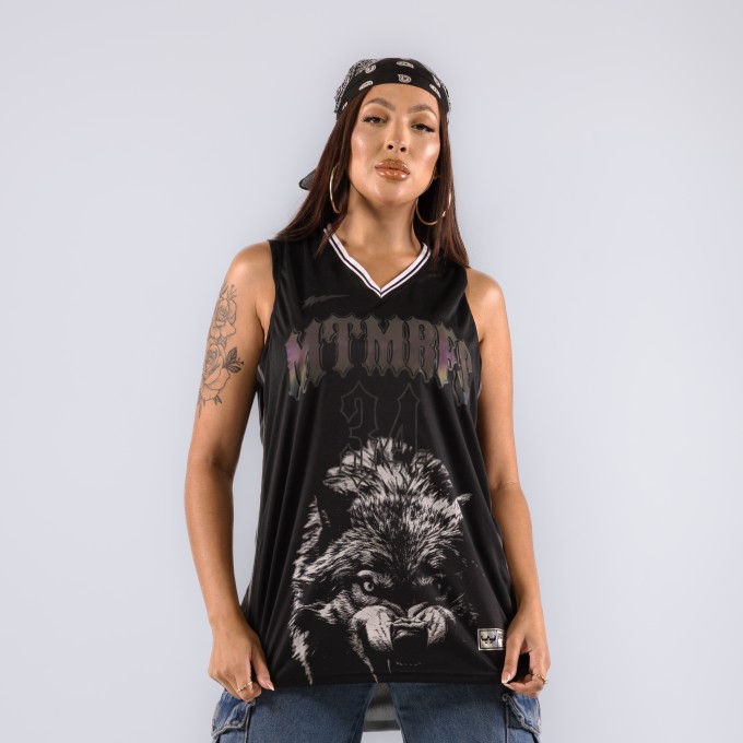 Regata Feminina Basqueteira PRO WOLF Holografic Preta