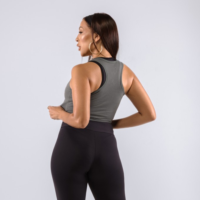 Regata Cropped Feminina Hardcore Cinza Chumbo