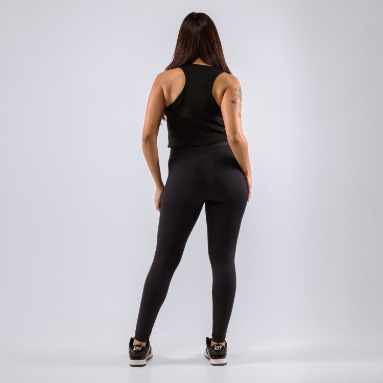Regata Cropped Feminina Canelado Preto