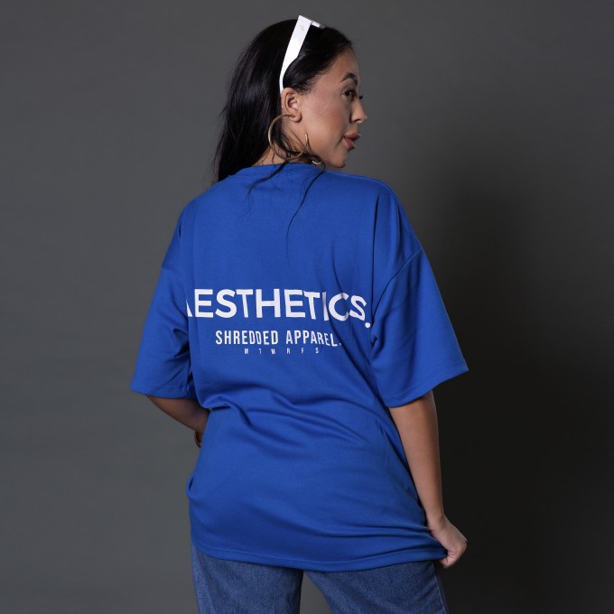 Camiseta Oversized Feminina Heavy Aesthetics Azul Royal